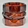 BB414 different shaped of chunky tortoise/rootbeer bakelite bangles